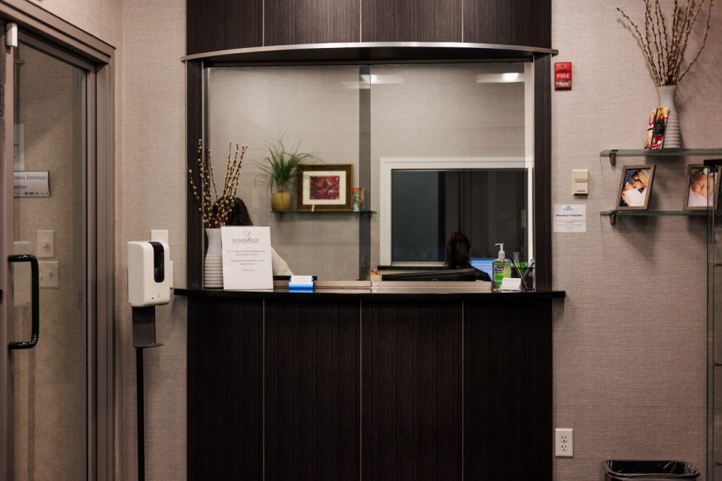 Reception desk at the Lombardi Wellness Institute office in Eatontown, NJ